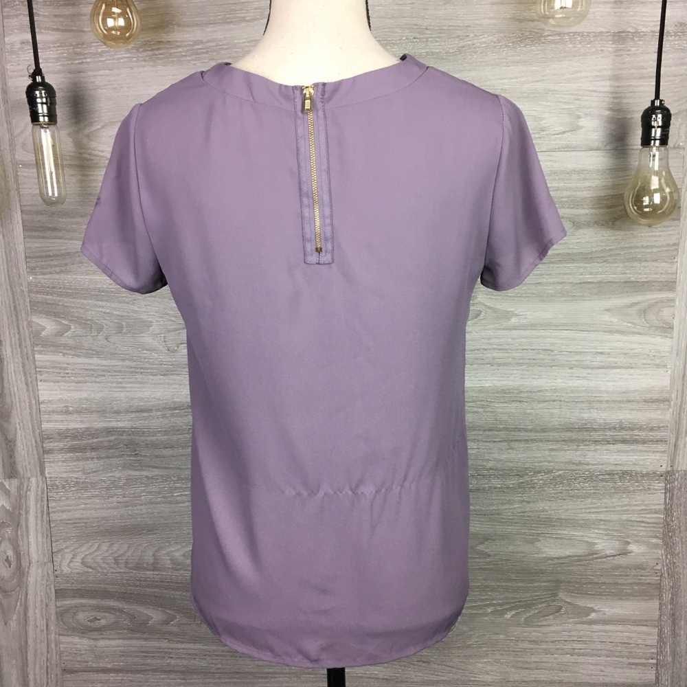Pink Rose Knot Tee W/ zipper back Size S - Picture 4 of 6
